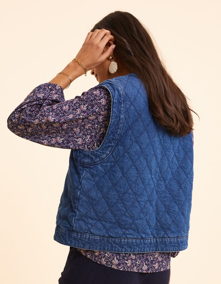 Chaqueta vaquera azul acolchada sin mangas I.Code-6