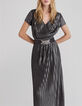 Langes silbernes Damen-Plisseekleid-2