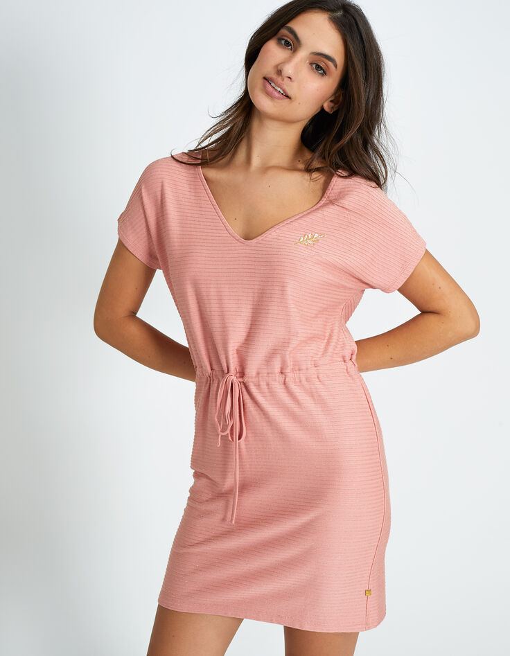 Watermeloen jurk in tricot gouden strepen I.Code-3