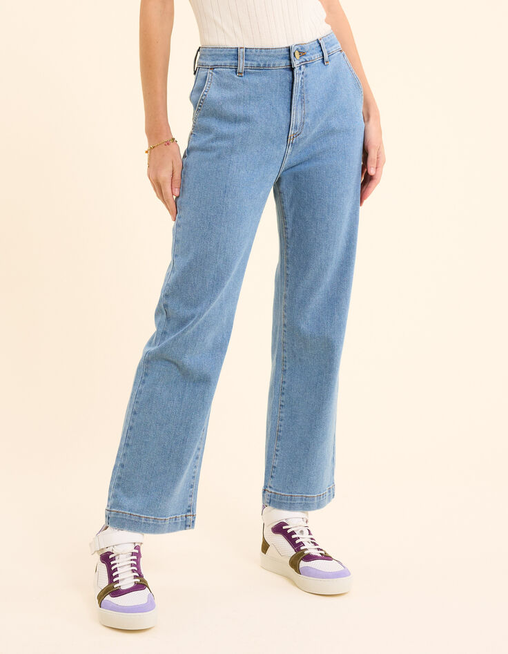 Blaue verwaschene gerade abgeschnittene Jeans I.Code-3