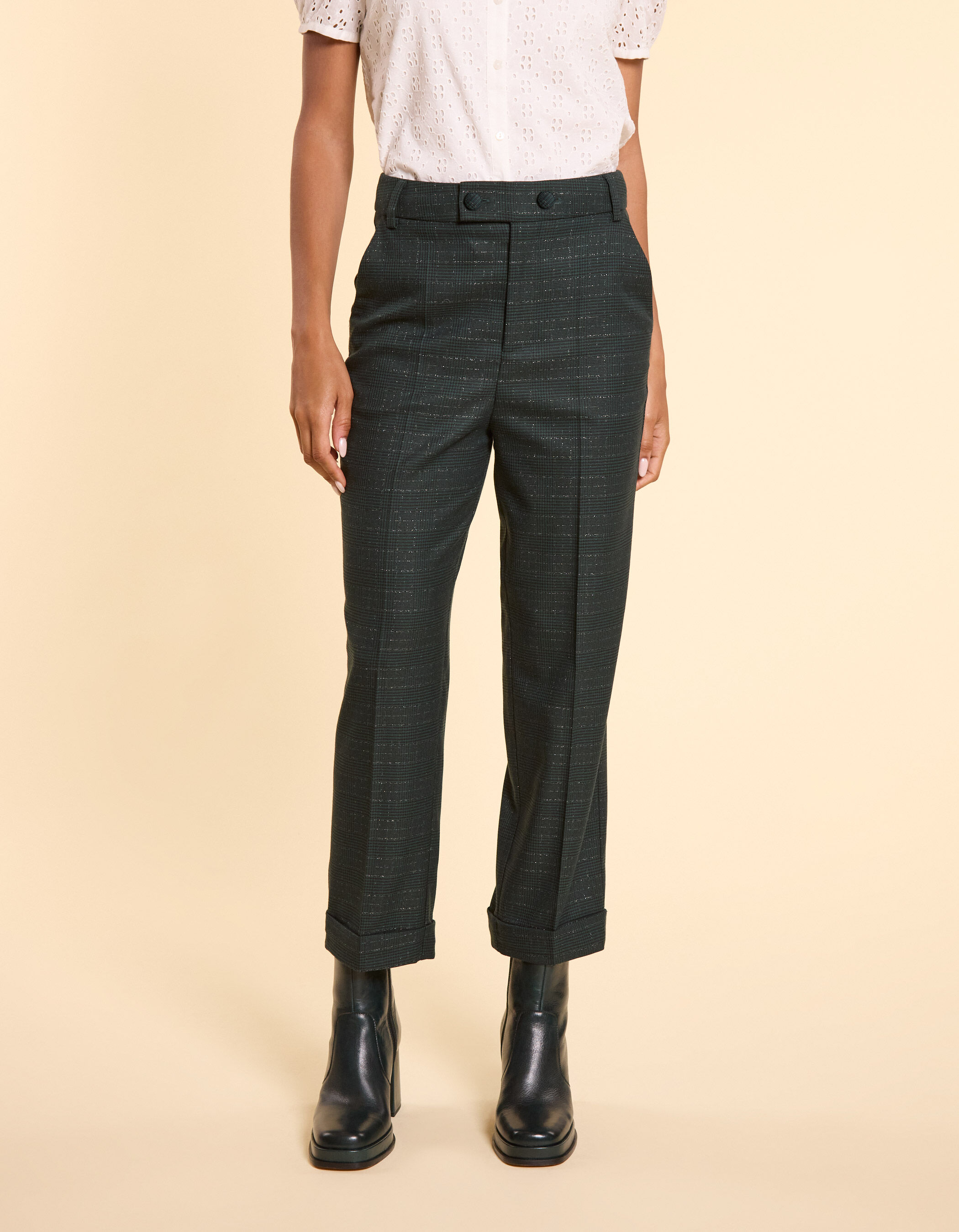 Pantalon carreaux vert best sale