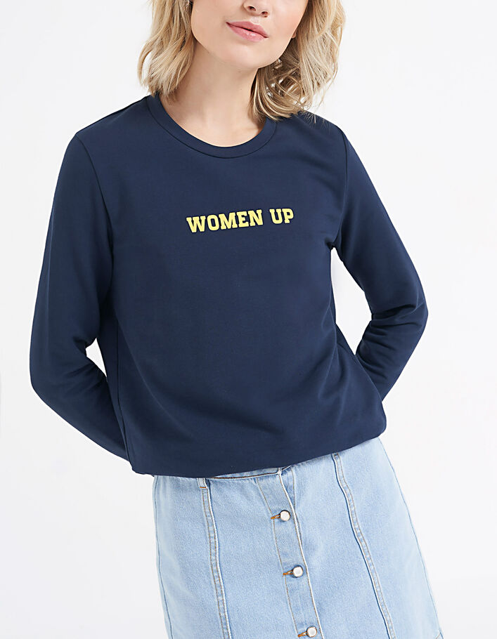 I.Code navy sweatshirt with flocked slogan - I.CODE