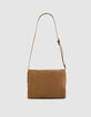 Messenger Tasche camel Leder Samt Damen-4