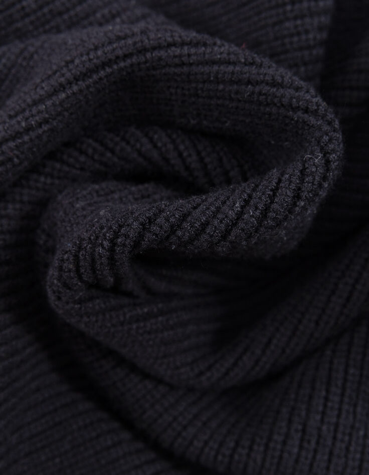 I.Code black ribbed knit sporty zip-neck sweater-8