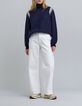 Gestreifter Jacquard-Pullover f&uuml;r Damen in Marineblau-1