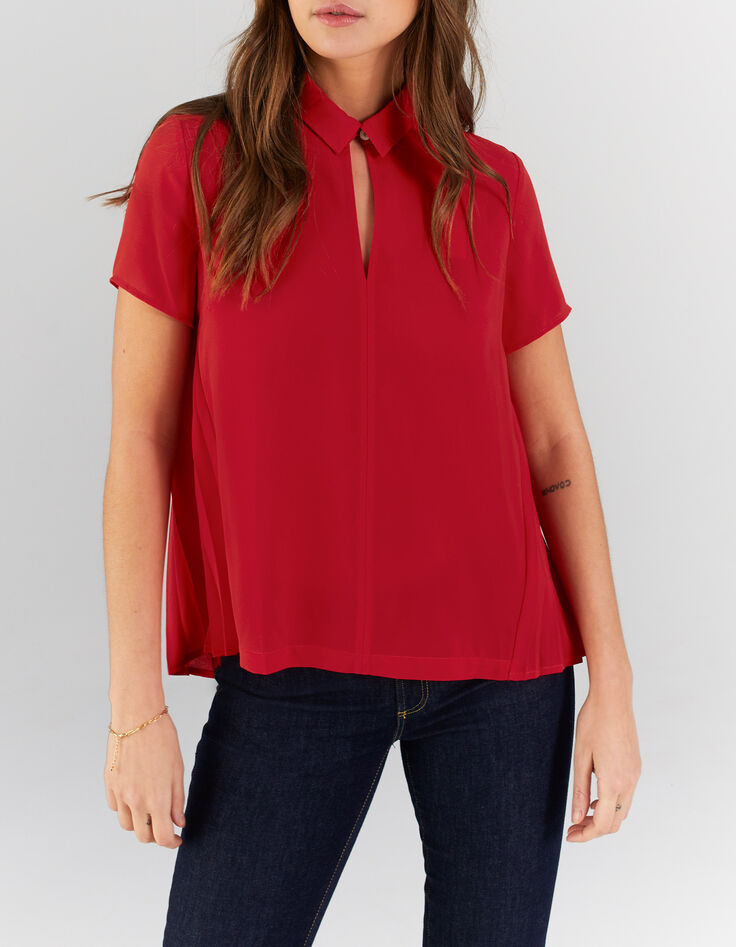 I.Code cherry flowing top with pleated back-1
