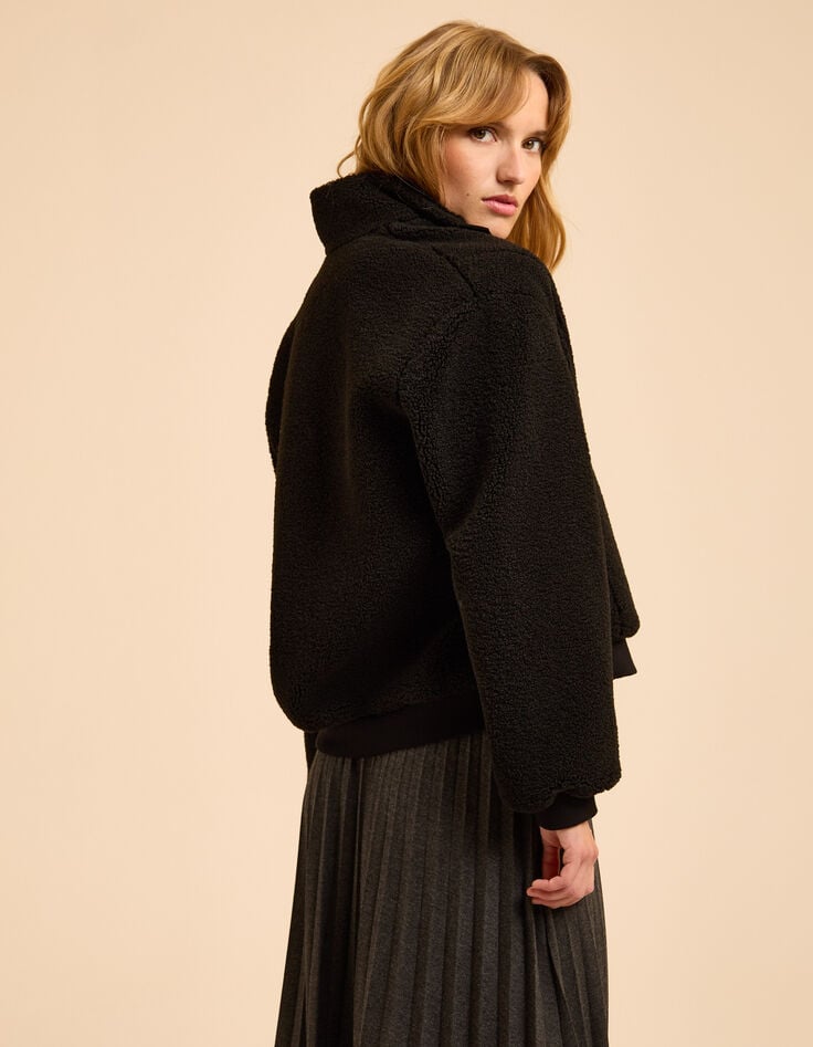 I.Code black sherpa jacket with high collar-3 I.Code black sherpa jacket with high collar-3