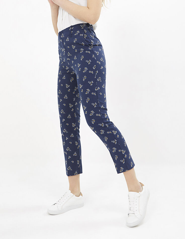 I.Code indigo leaf print suit trousers-1 I.Code indigo leaf print suit trousers-1