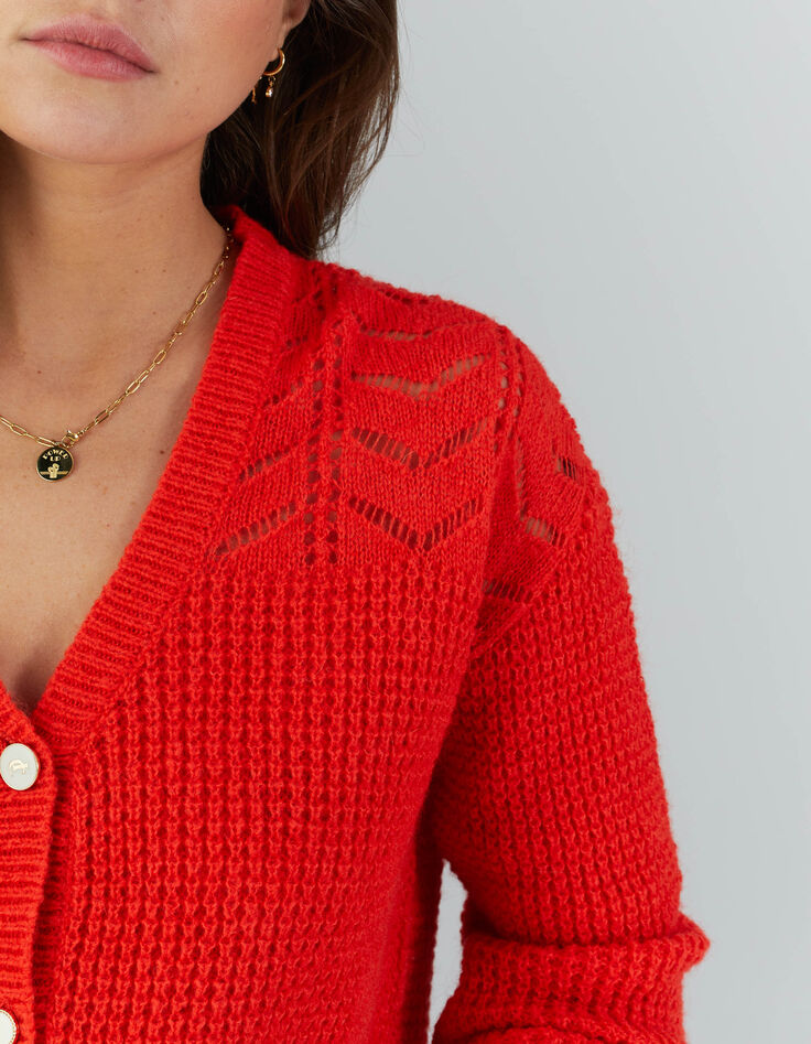 Aprikosefarbene Zierstrickjacke I.Code-2