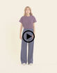 Indigo honeycomb knit jogging pants I.Code-2