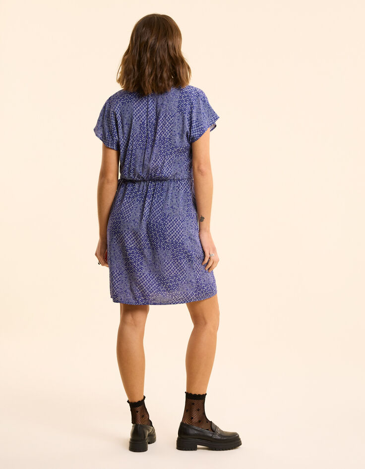 Robe marine imprimé patchwork graphique I.Code-4