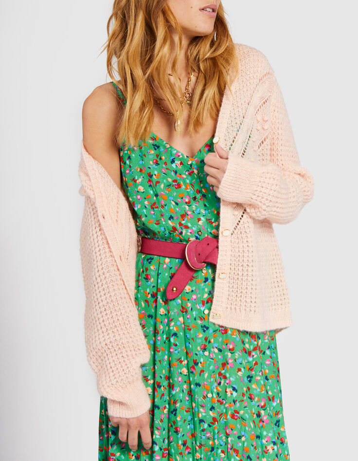 I.Code fresh pink decorative knit cardigan-4