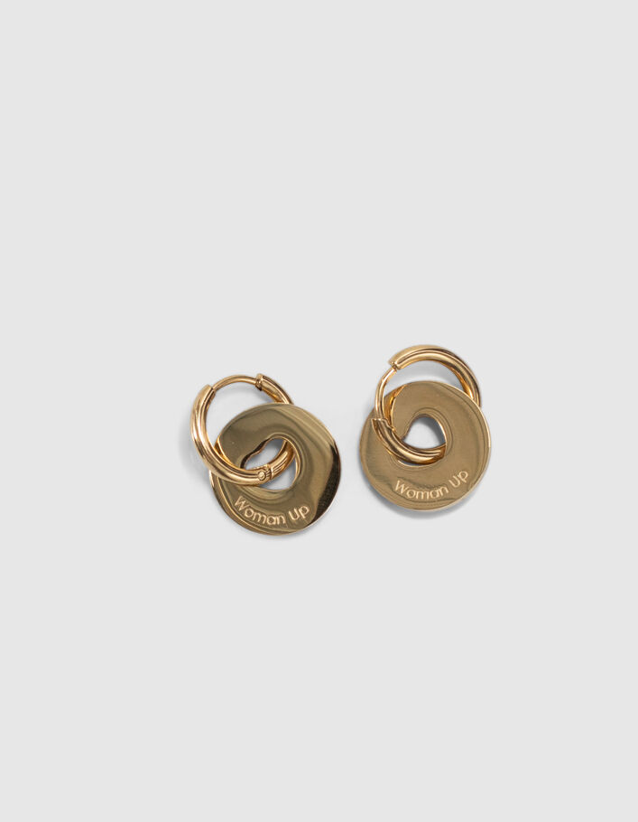 Boucles d'oreilles métal jaune découpe cœur I.Code  - I.CODE