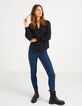 Schwarze Bluse mit bestickten Manschetten I.Code-6