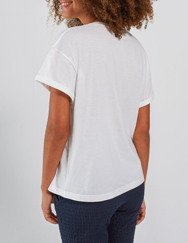 Tee-shirt blanc visuel mains floqué velours I.Code-3