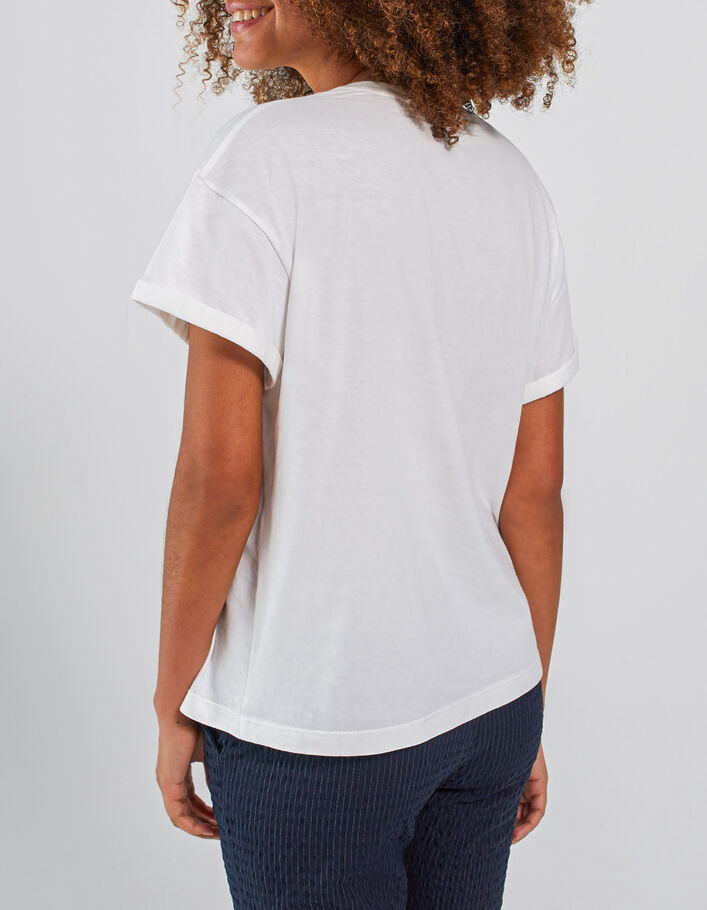 Weißes Damen-T-Shirt mit geflockten Velourshänden I.Code - I.CODE