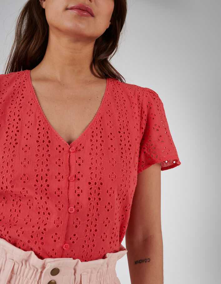 Top rose boutonné en broderie anglaise I.Code - I.CODE