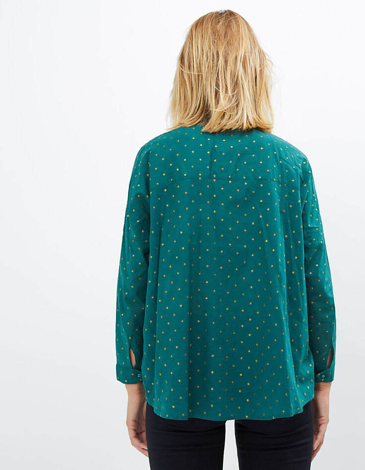 Chemise émeraude à pois pailletés dorés I.Code-4
