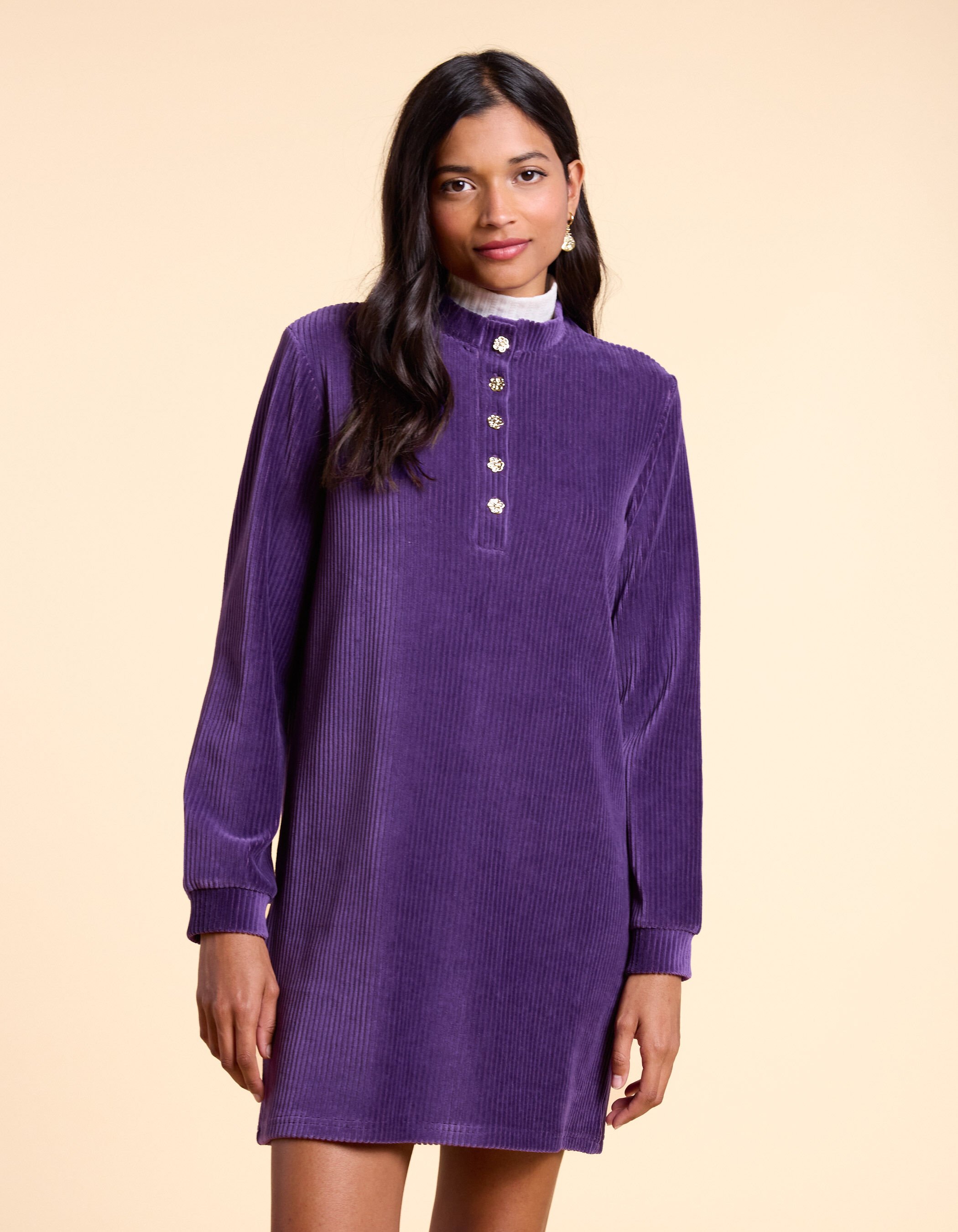 Robe dark purple maille velours cotelee I.Code