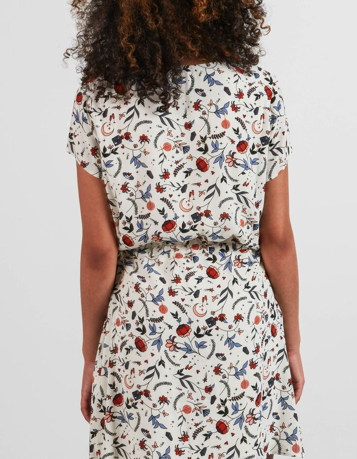 Vestido blanco roto flores indias ﻿I.Code-3