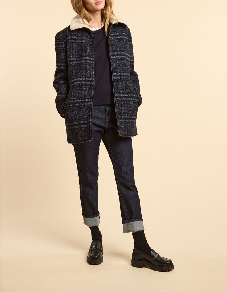 I.Code navy check coat-6