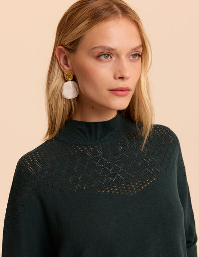 I.Code green fine openwork stitch knit cape sweater CECILE