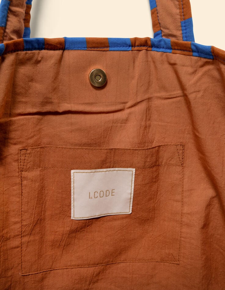 El bolso estampado azul rayas bordado mensaje I.Code-7