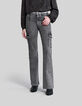 Ausgestellte schwarze Damen-Cargo-Jeans in Washed-Optik -2