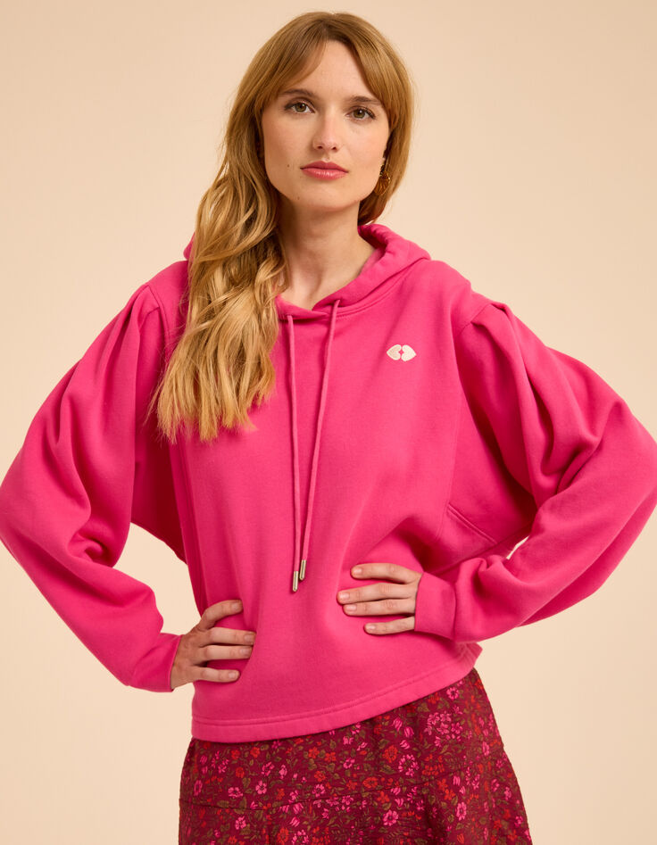 Roze sweathoodie borduursel dubbel hart I.Code-1 Roze sweathoodie borduursel dubbel hart I.Code-1
