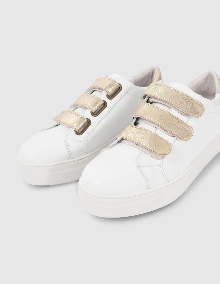 I.Code white trainers with gold Velcro - I.CODE