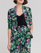 Schwarzer Damenblazer mit tropischem Print-2
