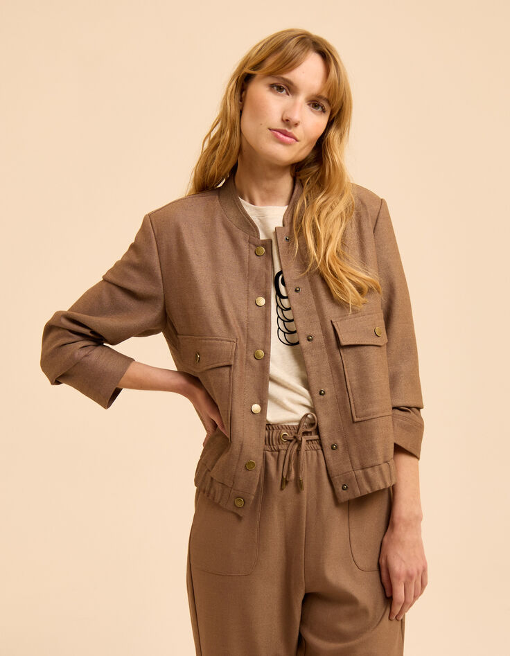 Cazadora beige bolsillos parche I.Code-1