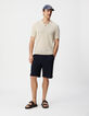 Beiges Herrenpoloshirt, Lochstrick-2