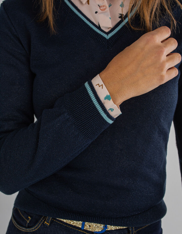 Pull marine tricot fin pailleté doré I.Code-3