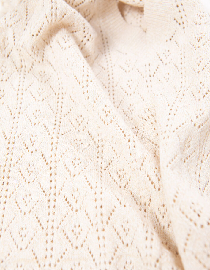I.Code ecru openwork fine knit short-sleeve sweater - I.CODE