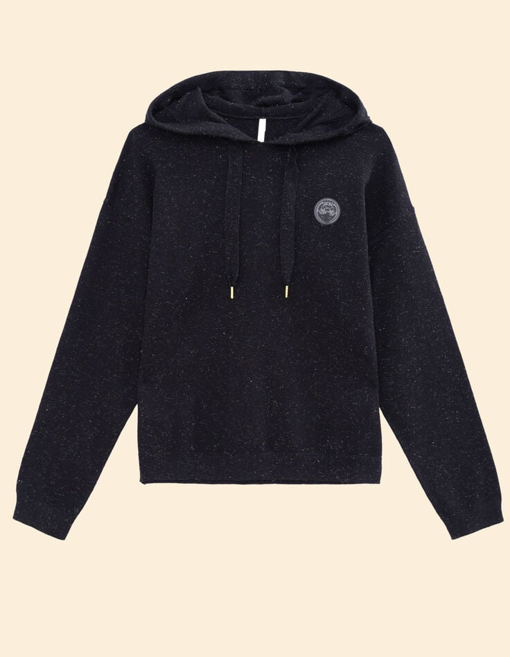 Zwarte gebreide trui met kap lurex I.Code-6 Zwarte gebreide trui met kap lurex I.Code-6
