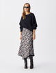 Asymmetrischer langer Rock mit bordeauxfarbenem Paisleymuster Damen-1