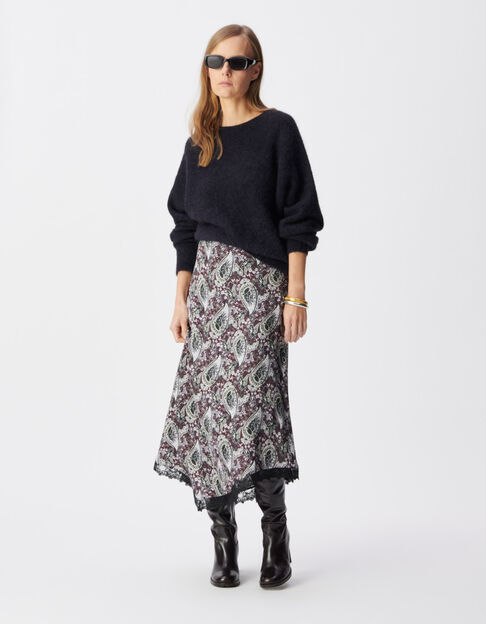 Asymmetrischer langer Rock mit bordeauxfarbenem Paisleymuster Damen - IKKS