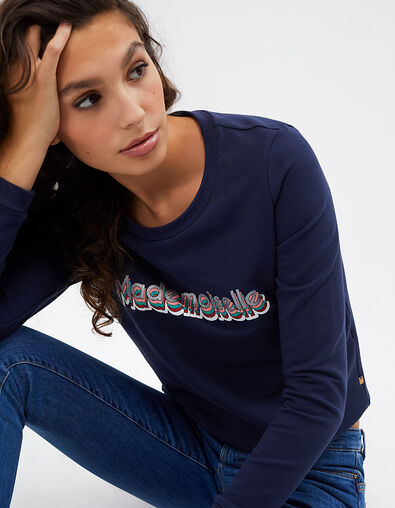 Navy sweatshirt, Mademoiselle I.Code branding - I.CODE