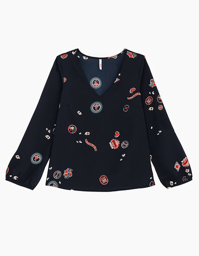Top marino estampado escudos I.Code