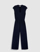 Marine Lurex-Hosenanzug Damen Fischgr&auml;tenmuster-8