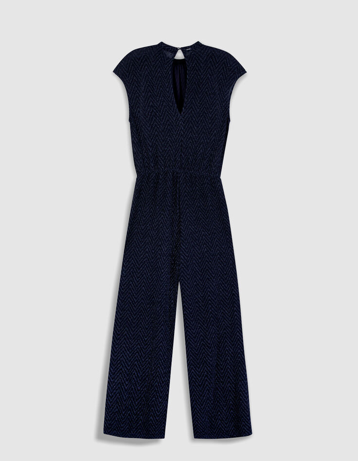 Marine Lurex-Hosenanzug Damen Fischgr&auml;tenmuster-8