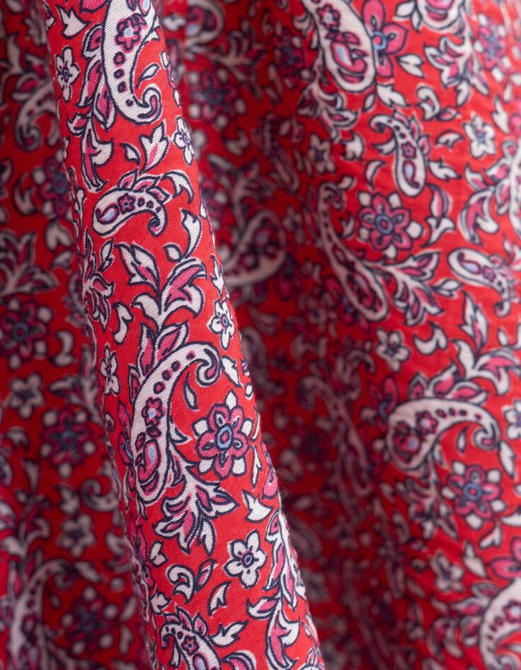 Jupe midi rouge imprimé cachemire I.Code-7