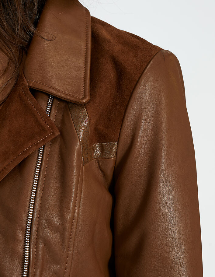 I.Code sand leather biker jacket - I.CODE