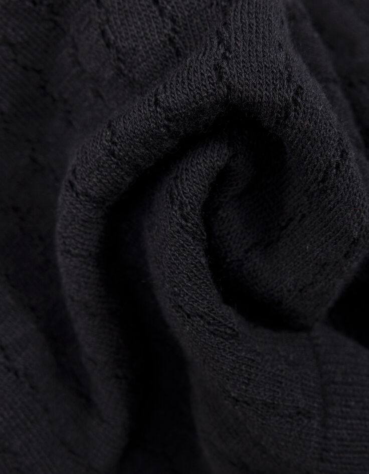 I.Code black openwork knit sweater with ecru crochet neck-7 I.Code black openwork knit sweater with ecru crochet neck-7