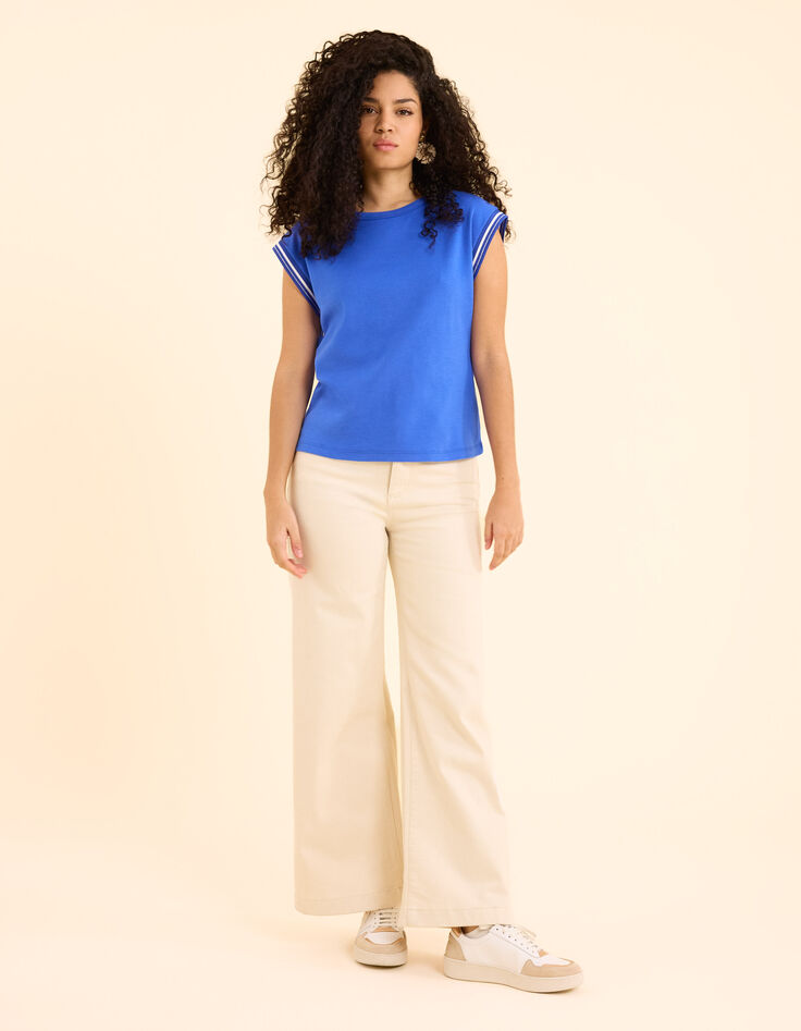 T-shirt bleu bords-côtes rayés I.Code-4