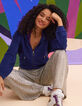 Cardigan zippé à capuche bleu en éponge I.Code-1