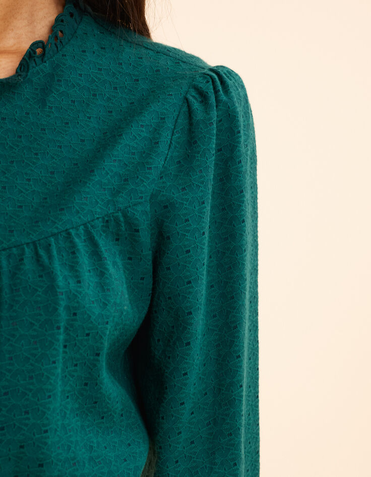 Grüne Bluse mit Jacquard-Muster I.Code-5