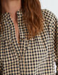 Blouse noire et beige &agrave; motif vichy I.Code -4