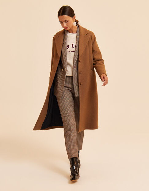 I.Code camel long coat